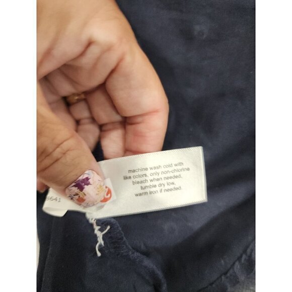 LANE BRYANT Womens top Navy Floral Off-The-Shoulder 3/4 Sleeve Peplum Blouse 18 - Picture 7 of 7